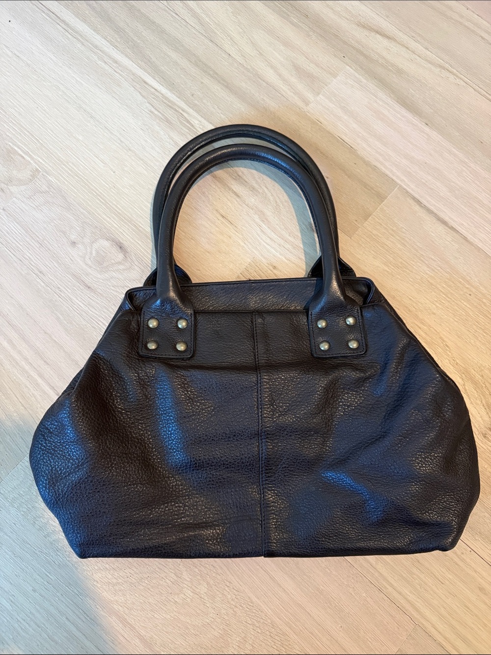 Classic DARK BROWN Leather Satchel Bag Vintage